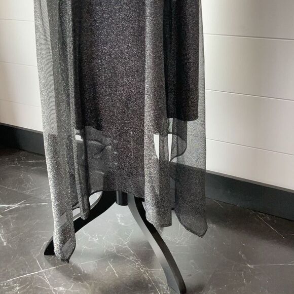 Danny and Nicole Sleeveless High-Low Fit Flare Dress Size 14W Color Black/Silver - Picture 8 of 12